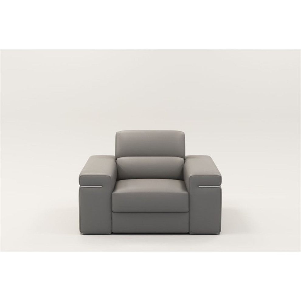 Divani Casa Atlantis Modern Vegan Leather Accent Chair in Light Gray   Contemporary   Armchairs And Accent Chairs   by Homesquare  Houzz