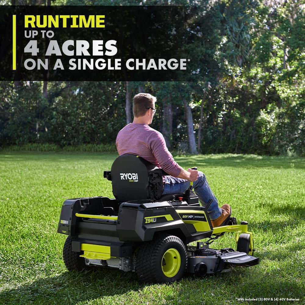 RYOBI 54 in. 80-Volt HP Brushless Battery Electric Cordless Zero Turn Mower Blower Backpack Battery - Batteries and Chargers RYRM8034-2X