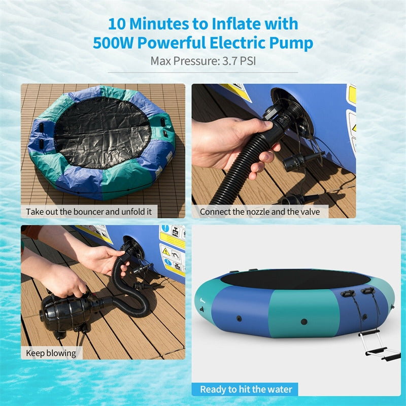 12 FT Inflatable Water Trampoline Recreational Water Bouncer