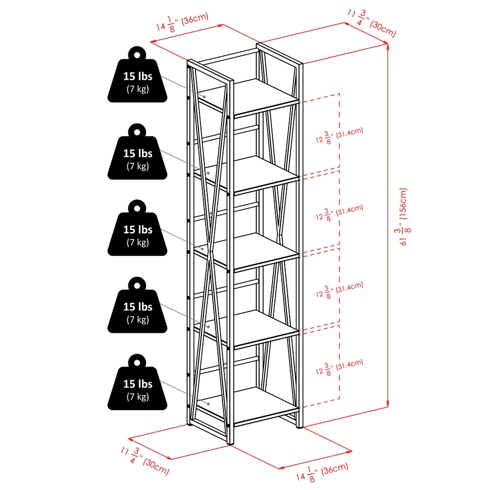 Isa 3/4/5 Tier Shelf  Graphite and Walnut