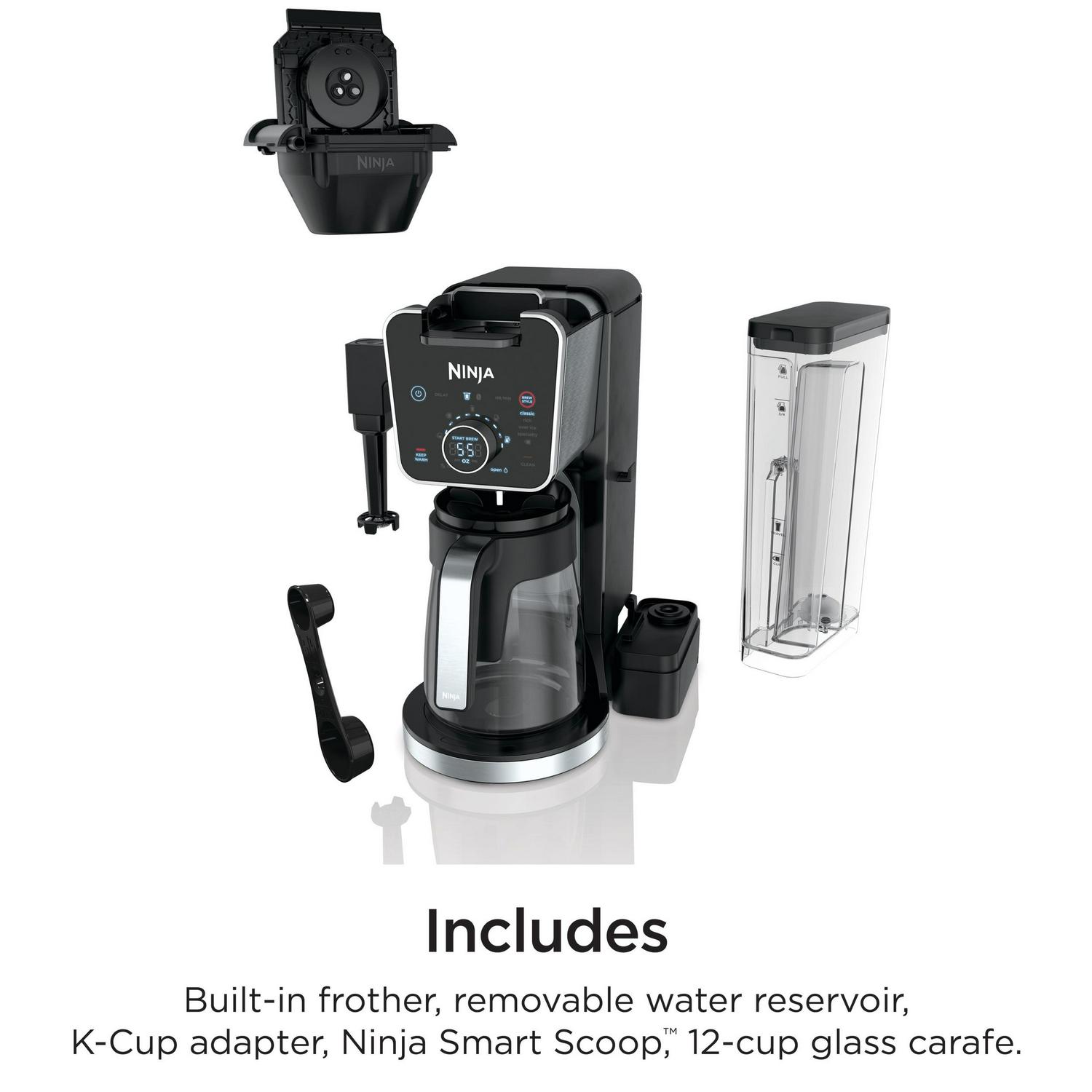 NinjaA DualBrew Specialty Coffee System， Single-Serve， K-Cup Pod Compatible， 12-Cup Drip Coffee Maker， Glass Carafe， CFP300