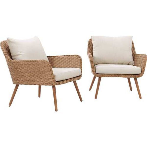 Landon Light Brown Outdoor Wicker Chair Set ， Set of Two