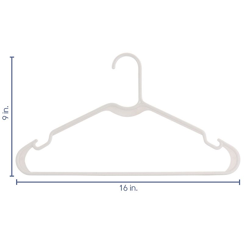 Elama Home 50 Piece Plastic Hanger Set with Notched Shoulders in White