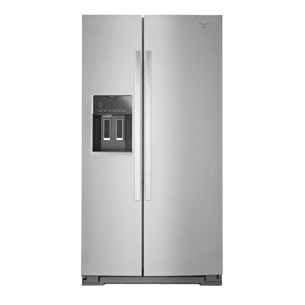 Whirlpool 26 cu. ft. Side by Side Refrigerator in Monochromatic Stainless Steel WRS586FIEM