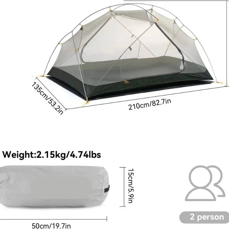 NEW Mongar 2 Person Backpacking Tent 3 Season Free Standing Lightweight Hiking