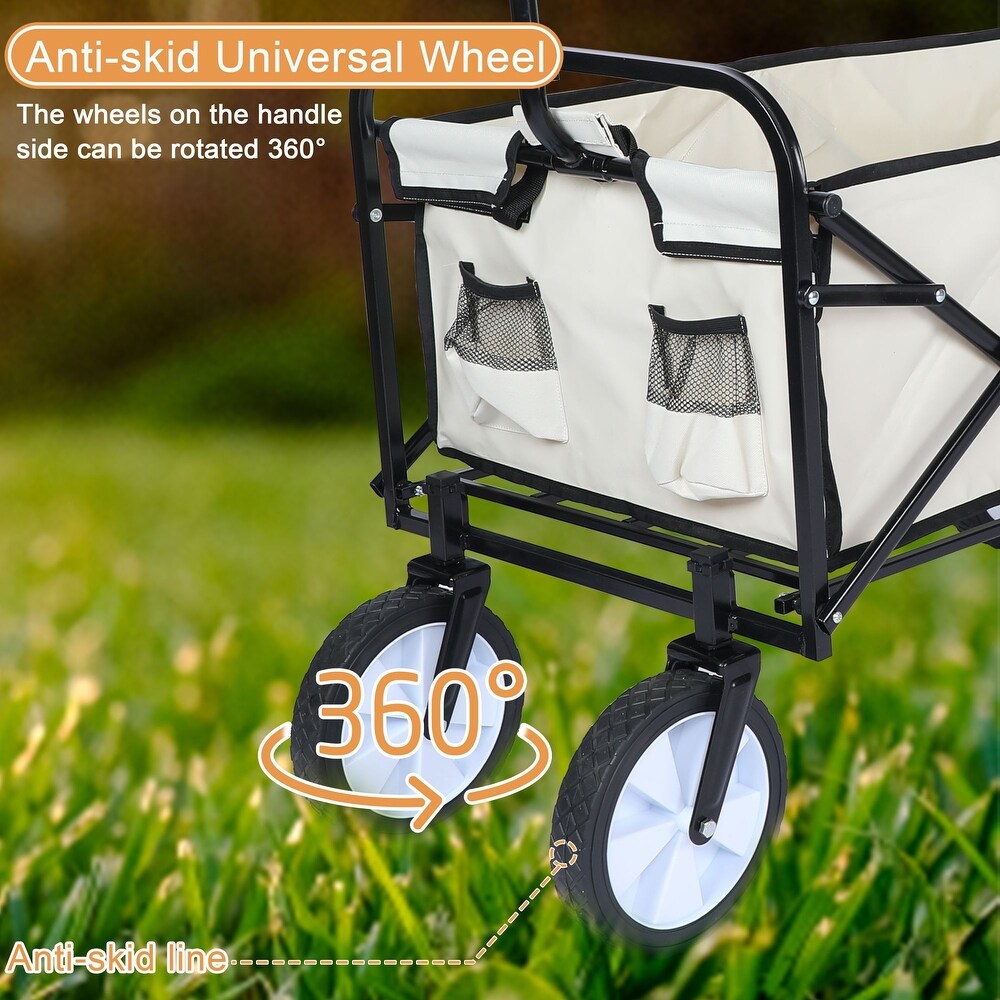 Foldable Utility Wagons Folding Cart 200 lbs Capacity for Outdoor Use