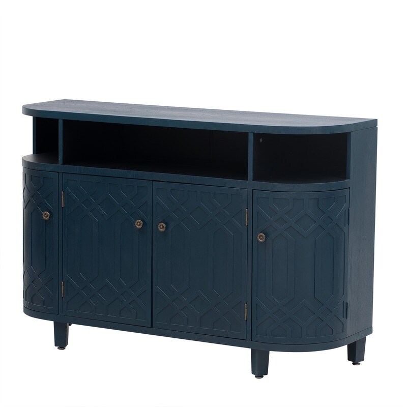 Curved Design Storage Cabinet with Four Doors and Adjustable Shelves