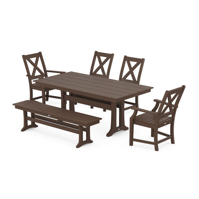 Polywood Braxton 6-Piece Farmhouse Dining Set With Trestle Legs PWS994-1