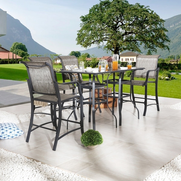 Patio Festival 4Person Square Outdoor Bistro Dining Set