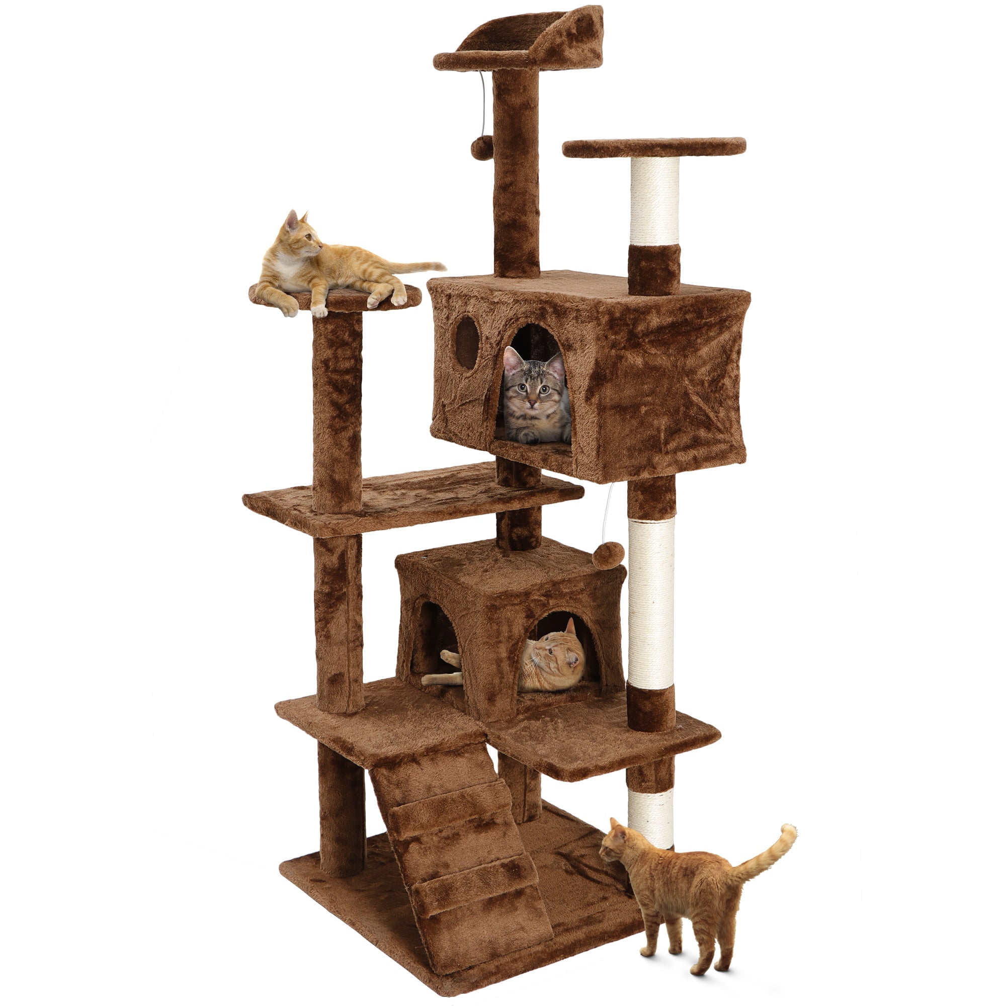 ZENY 53" Cat Tree Tower Stand House Furniture Scratching Posts Kitty Playhouse, Brown