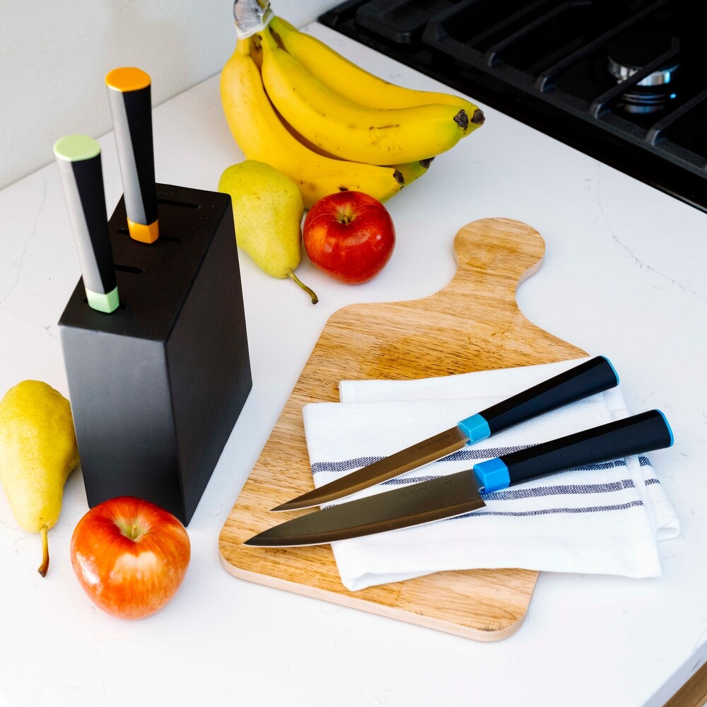 Dura Living Artistic Edge 5 Piece High Carbon Stainless Steel Kitchen Knife Block Set