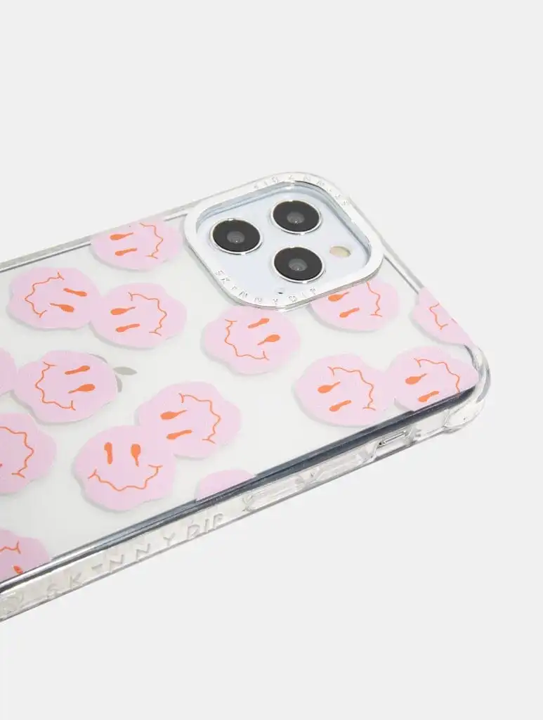 Pink Liquid Happy Face Shock iPhone Case
