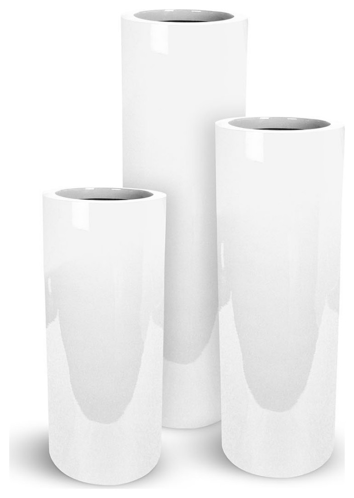 Lux Cylindra Fiber Pot Cylinder   Contemporary   Outdoor Pots And Planters   by Le Present  Houzz