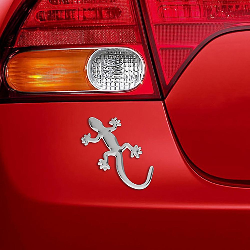 Creative Gecko Car Stickers Metal Three-dimensional Lizard Decorative Stickers Universal Car Modeling Accessories Silver