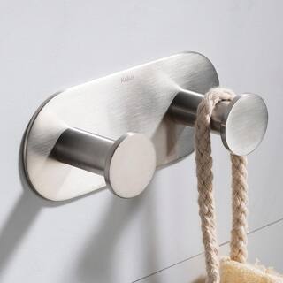 KRAUS Elie Bathroom Robe and Towel Double Hook in Brushed Nickel KEA-18803BN