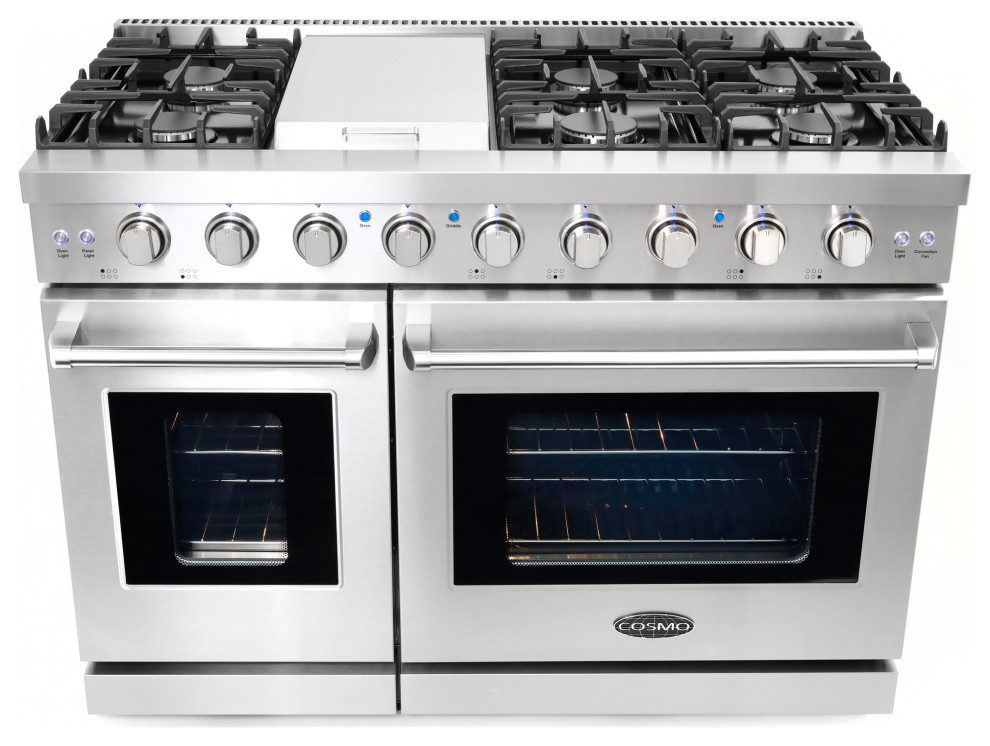 48 quotFreestanding Double Oven Gas Range  6 Sealed Gas Burners  Convection Oven   Contemporary   Gas Ranges And Electric Ranges   by Cosmo  Houzz