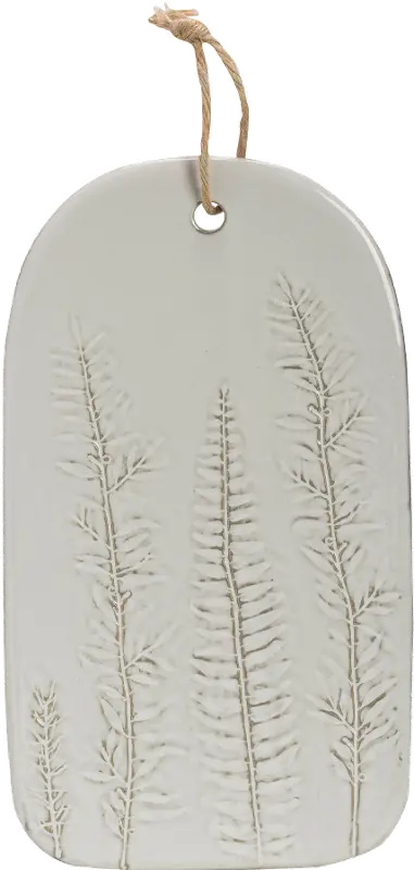 White Porcelain Serving Board with Frond Impressions