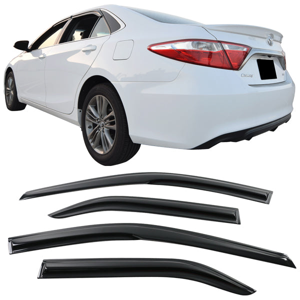 Ikon Motorsports Window Visor Compatible with 12-17 Toyota Camry XV50 MU Style Acrylic Deflector Rain Guard 4Pc Set Outside Mount 2012 2013 2014 2015 2016 2017