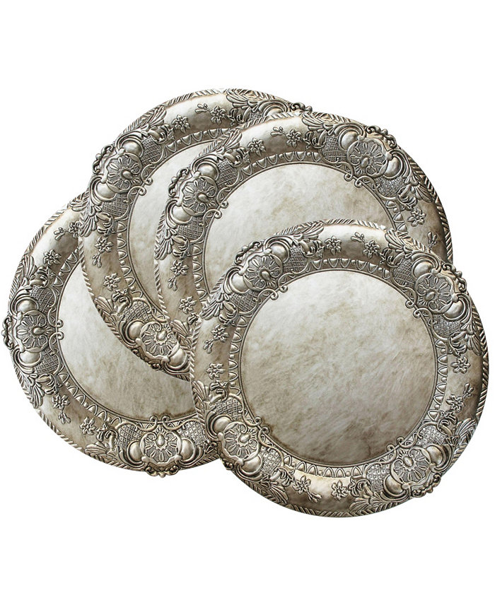 American Atelier Keaton Serveware Embossed Charger Plates Set of 4