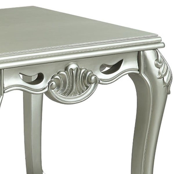 Usm 27 Inch Classic End Table， Floral Trim Cabriole， Wood， Champagne