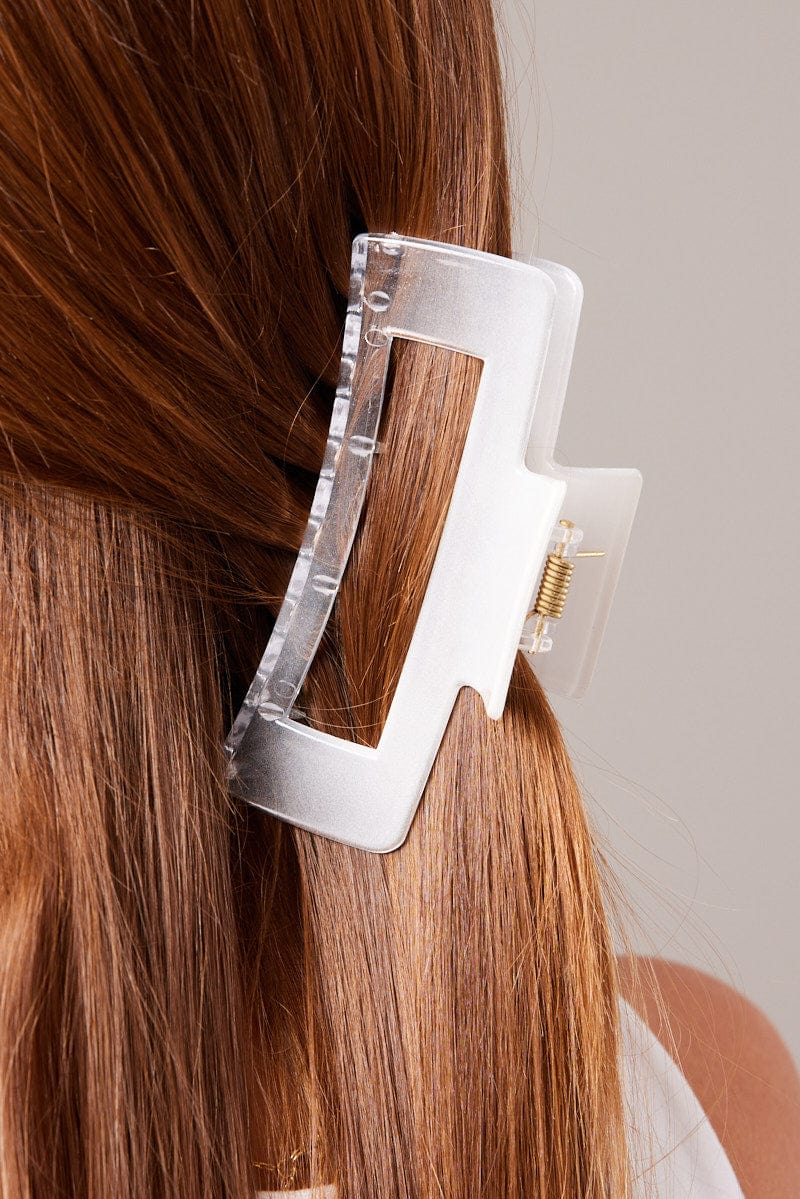 White 2 Pack Claw Clips