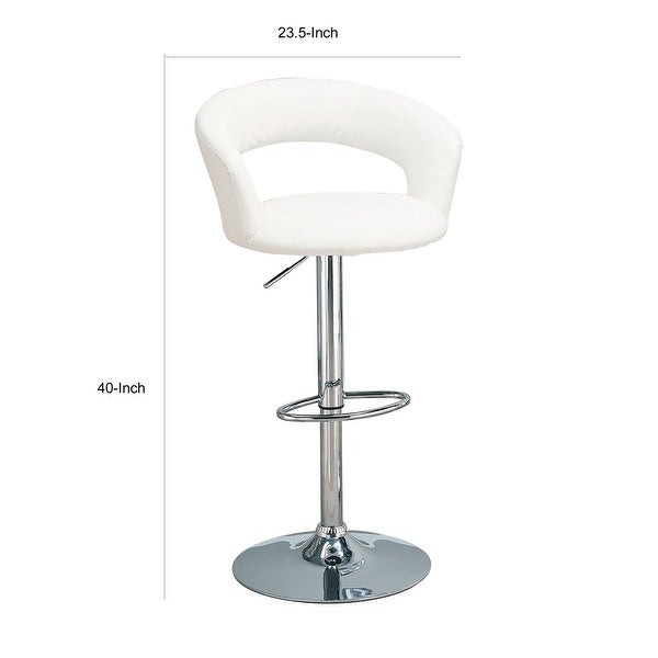 Contemporary Faux Leather Bar Stool， White - 40 H x 23.5 W x 22 L Inches