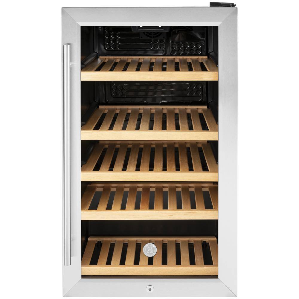 GE 31-Bottle Beverage Cooler in Stainless Steel GVS04BQNSS