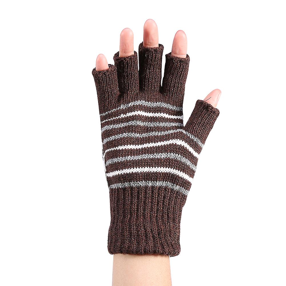 1 Pair 5v Usb Winter Warm Heating Gloves Men Women Heated Half Finger Mittens Coffee