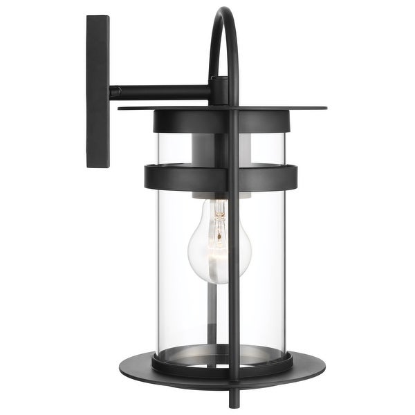 Bracer 1 Light Medium Wall Lantern Matte Black Finish with Clear Glass Shopping - The Best Deals on Outdoor Wall Lanterns | 39425083