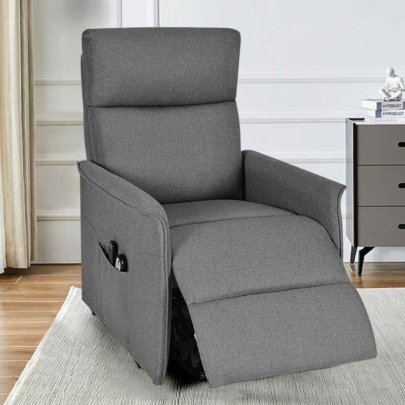 Power Lift Chair Recliner, Fabric Padded Massage Reclining Sofa, Elderly Lift Chair with Side Pocket, Remote Control