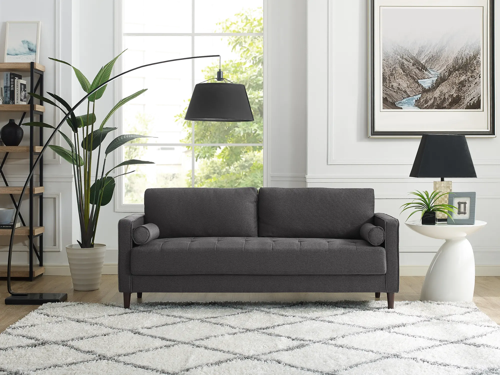 Lawrence Mid Century Modern Dark Gray Sofa