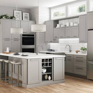 Hampton Bay Shaker 18 in. W x 24 in. D x 34.5 in. H Assembled Drawer Base Kitchen Cabinet in Dove Gray with Drawer Glides KDB18-SDV