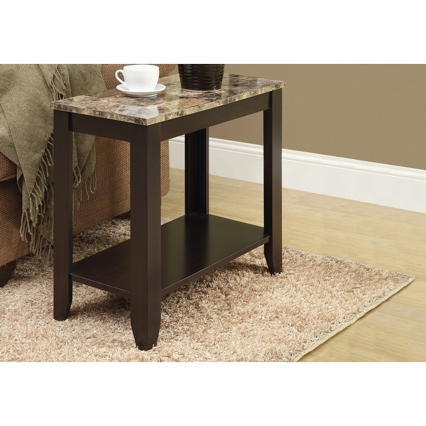 Cappuccino Marble Top Rectangular Side Accent Table