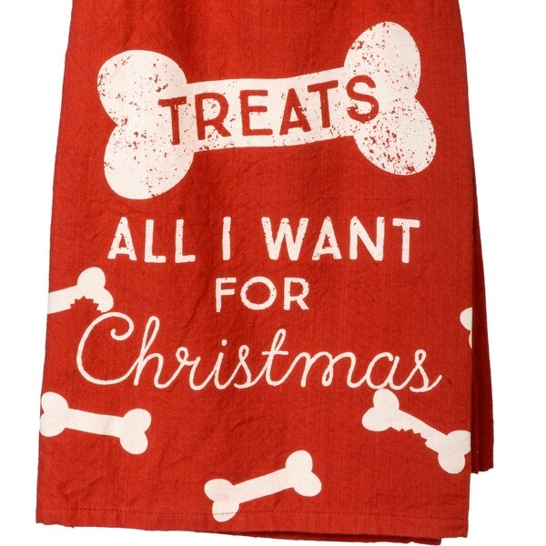 Dog Bone Treats All I Want for Christmas Holiday Kitchen Dish Towel