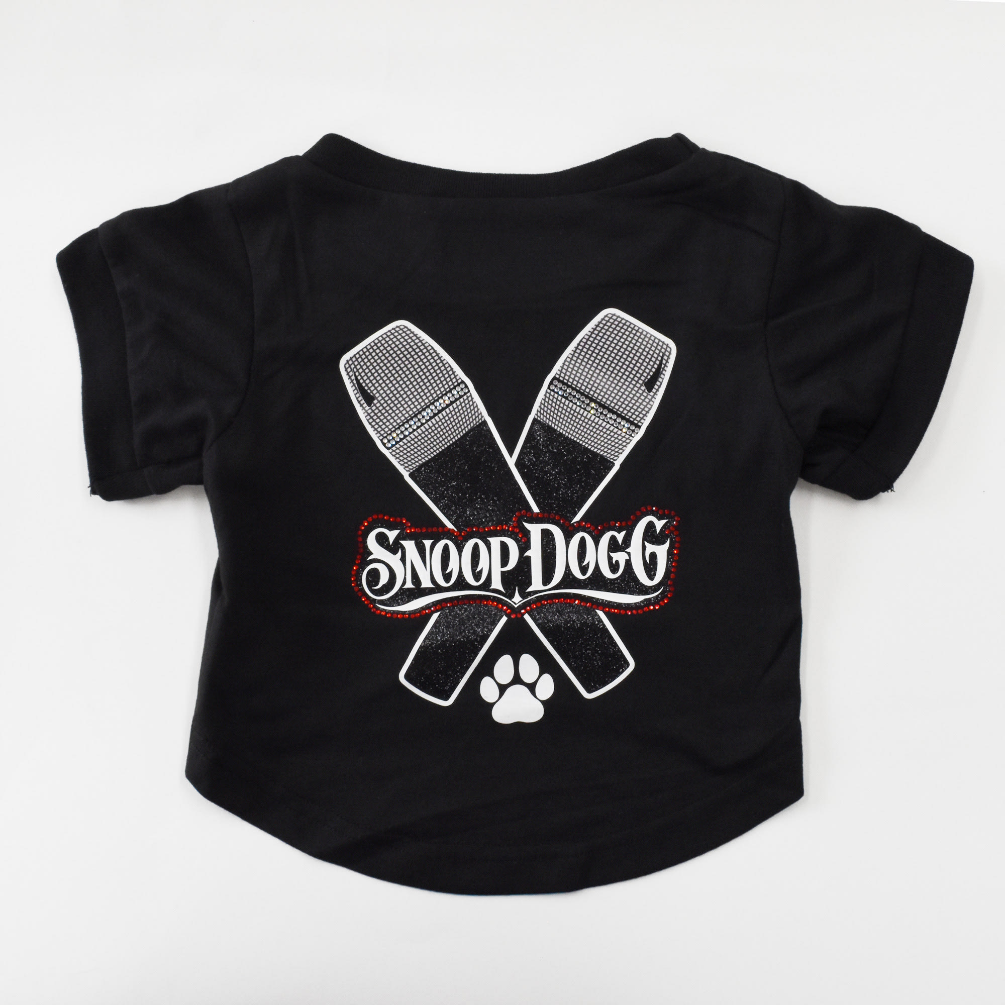 Snoop Doggie Doggs Black Mic Drop Deluxe Pet T-Shirt， X-Small