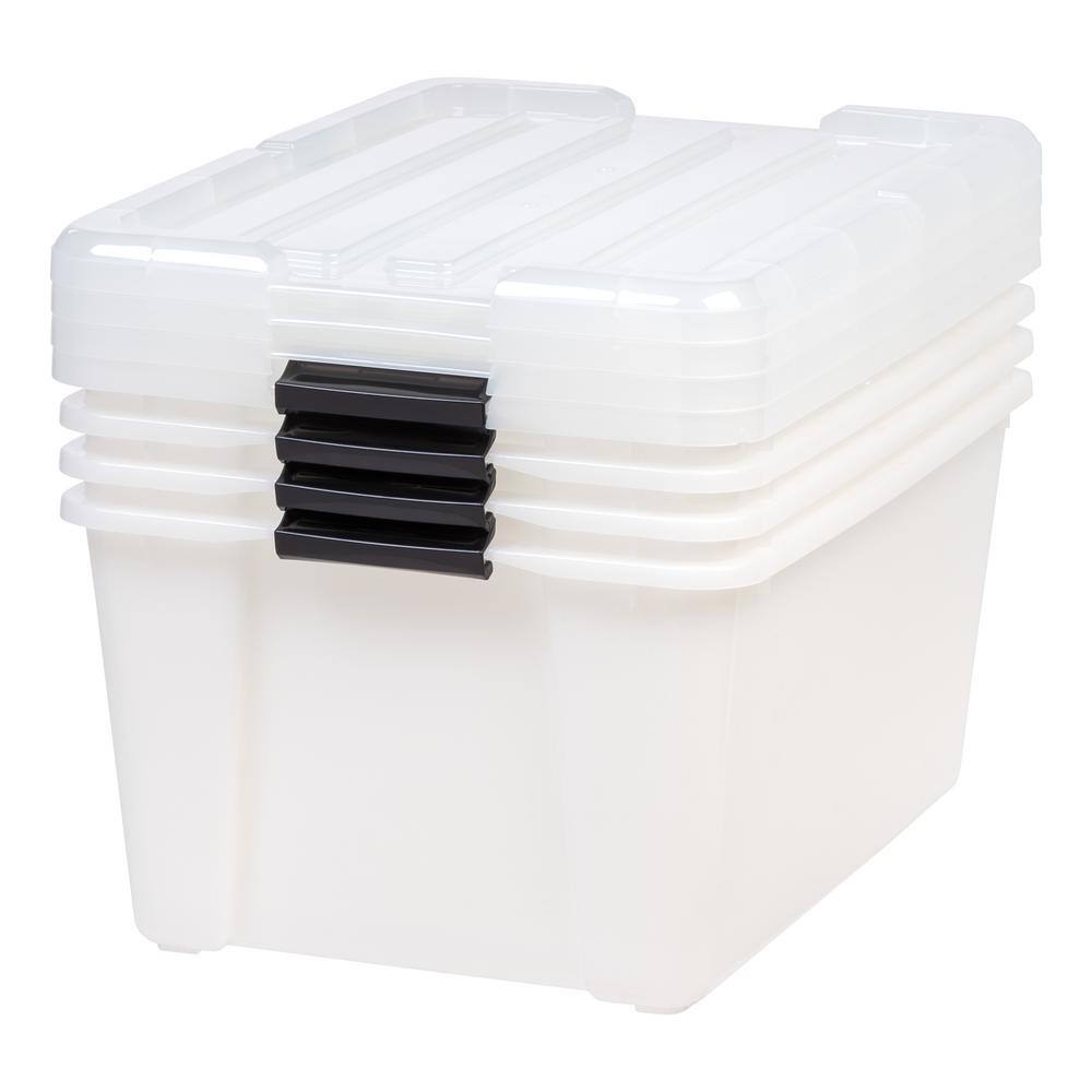 IRIS 45 Qt. Buckle Up Storage Box in Pearl (4-Pack) 585782