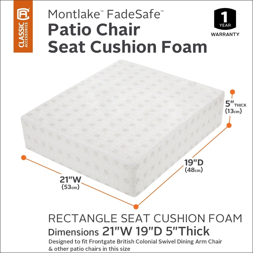 Classic Accessories Patio Lounge Seat Cushion Foam   5\