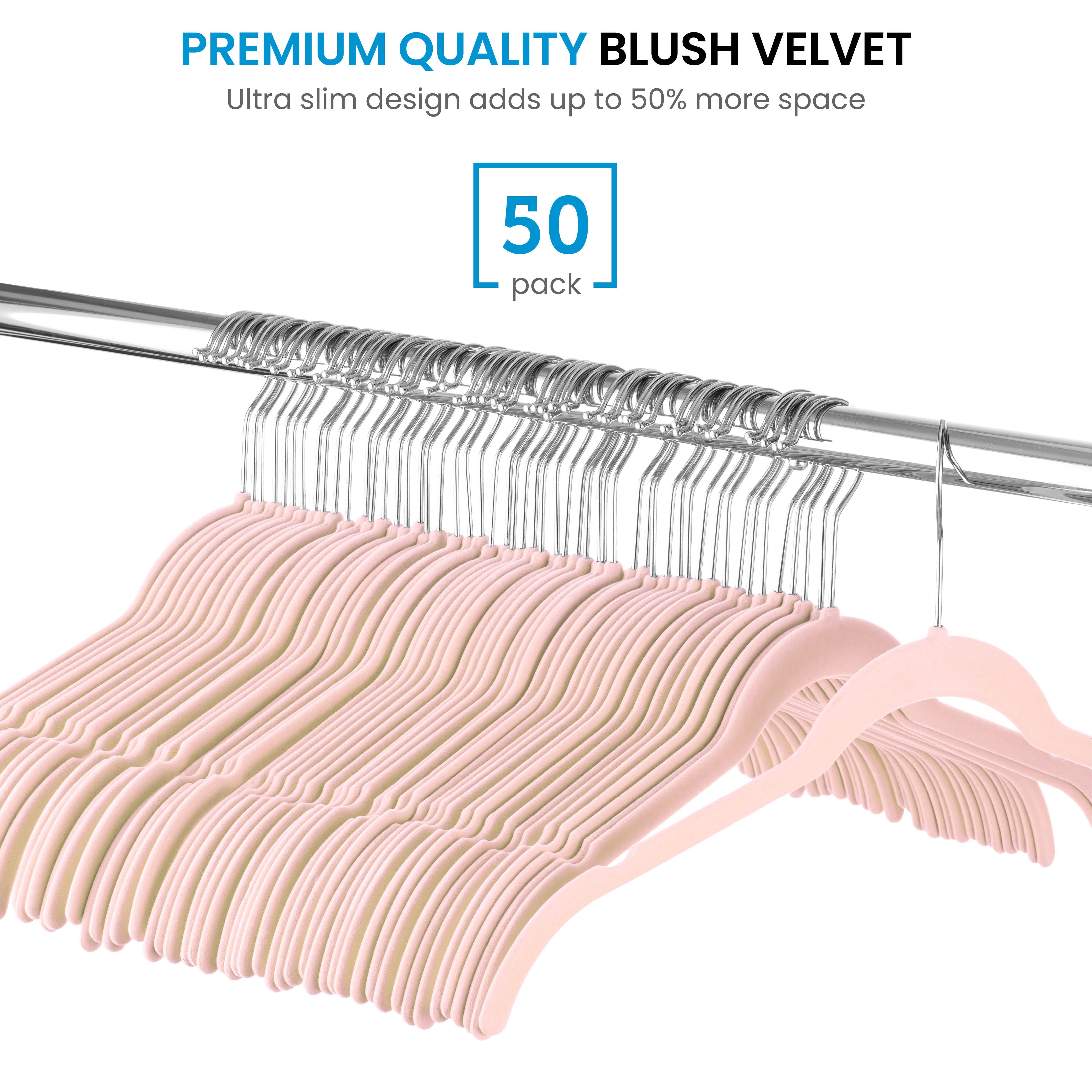 Premium Velvet Shirt Hangers (50 Pack) Non Slip Clothes Hangers, Ultra Slim Hangers Gain 50% Closet Space, 360° Swivel Hook, Clothes Hangers for Tops, Dress Shirts, Blouses, Strappy Dresses, Delicates