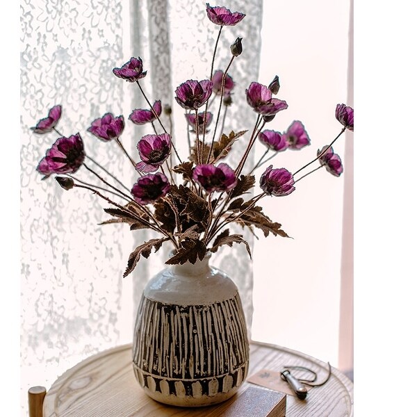 RusticReach Poppy Flower Stem in Purple 23 Tall