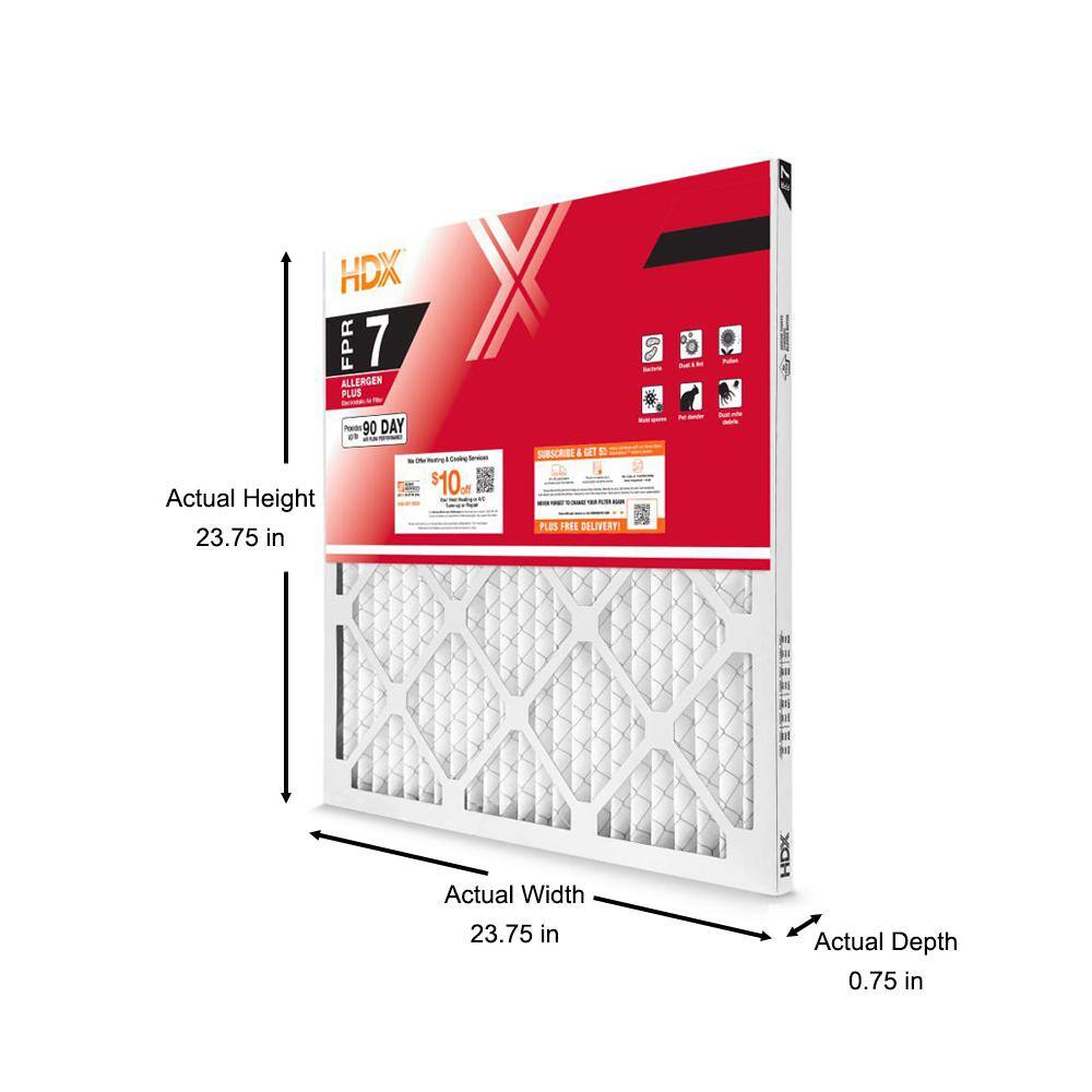 HDX 24 in. x 24 in. x 1 in. Allergen Plus Pleated Air Filter FPR 7 HDX1P7-012424