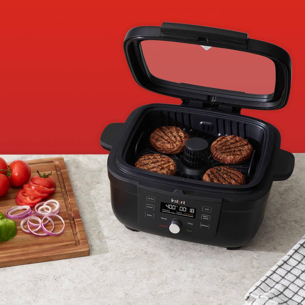 INSTANT 4 qt. Indoor Grill and Air Fryer Black with OdorEase and ClearCook Window 140-8001-01