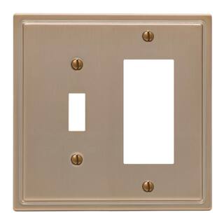 AMERELLE Moderne 2 Gang 1-Toggle and 1-Rocker Steel Wall Plate - Brushed Bronze 148TRBZ