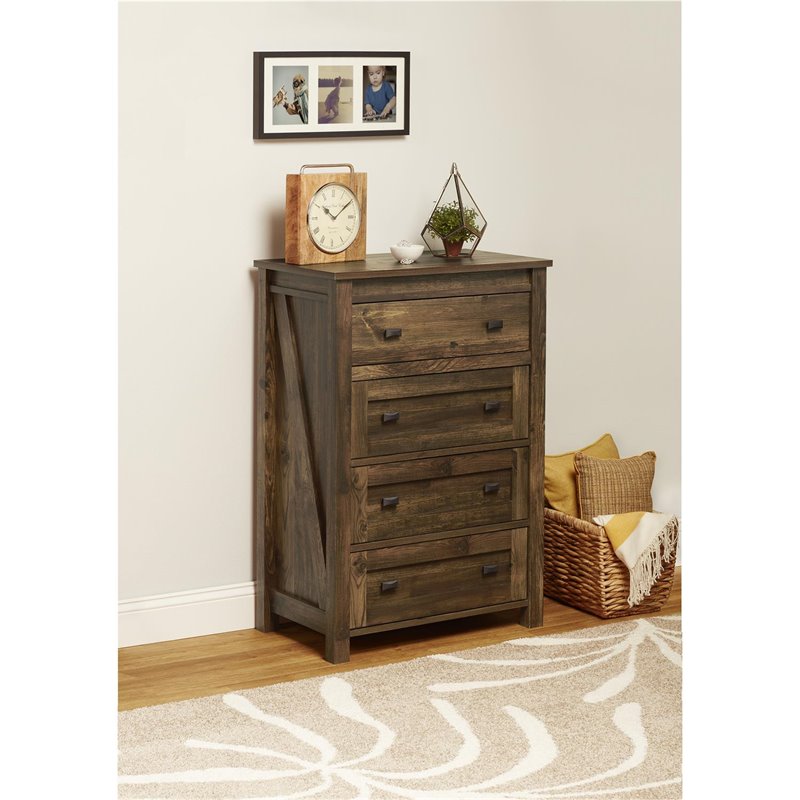 Home Square 3 Piece Bedroom Set with Dresser and 2 Nightstands in Rustic