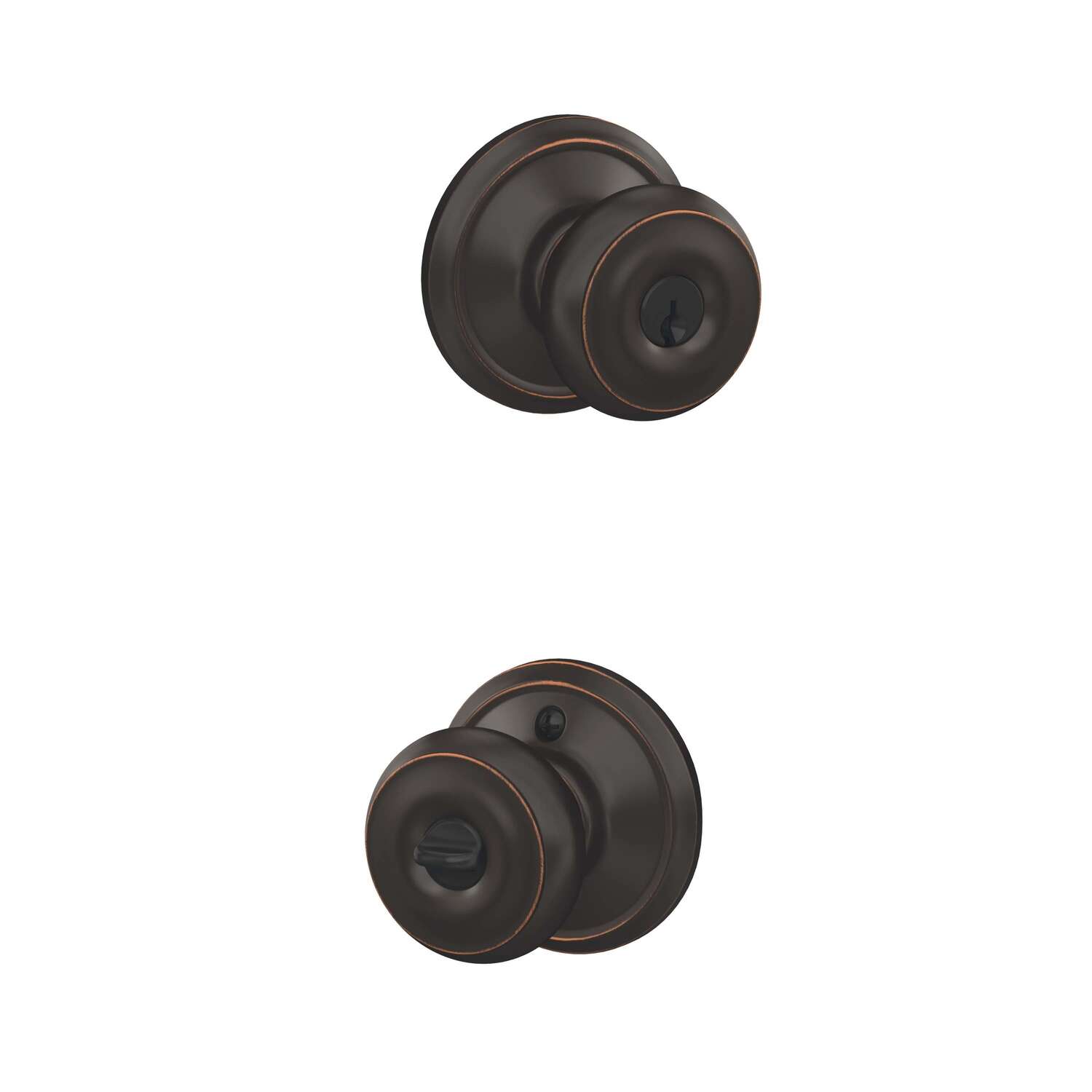 Schlage Georgian Aged Bronze Entry Lockset 1-3/4 in.