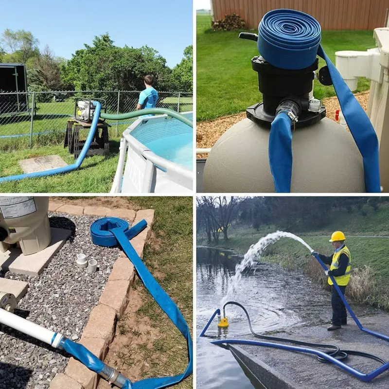 Agriculture Irrigation Flexible PVC Lay Flat Pump Water Discharge Hose With Aluminum Camlock Fittings