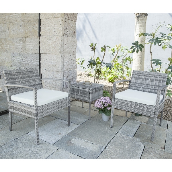 3piece Patio Wicker Conversation Set with Coffee Table