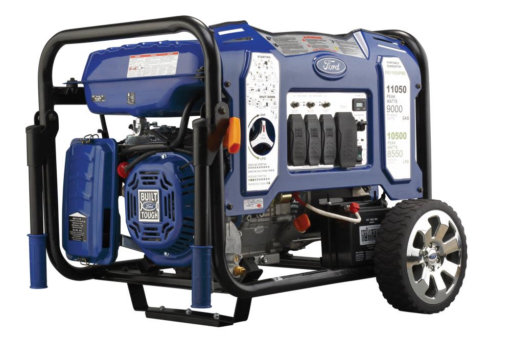 Ford 11，050/9，000-Watt Dual Fuel Gasoline/Propane Powered Electric/Recoil Start Portable Generator with 457 CC Ducar Engine ;