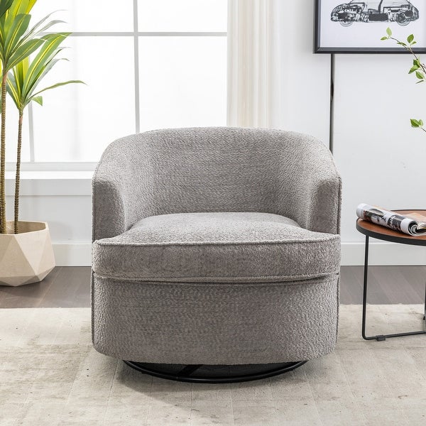 Modern Upholstered Swivel Barrel Armchair for Living Room