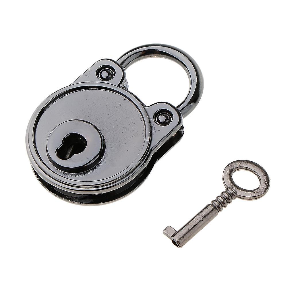 Cat Shaped Padlock With Key For Jewelry Storage Box Diary Book Grayish Black