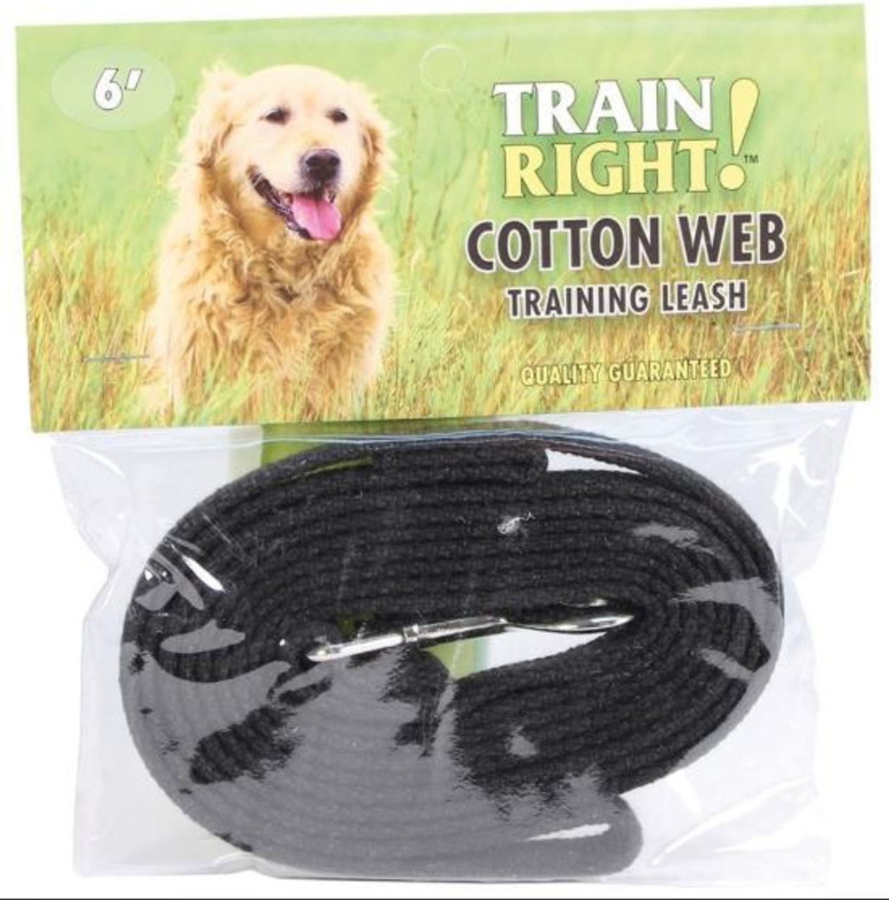 Train Right! Cotton Web Dog Training Leash， Black